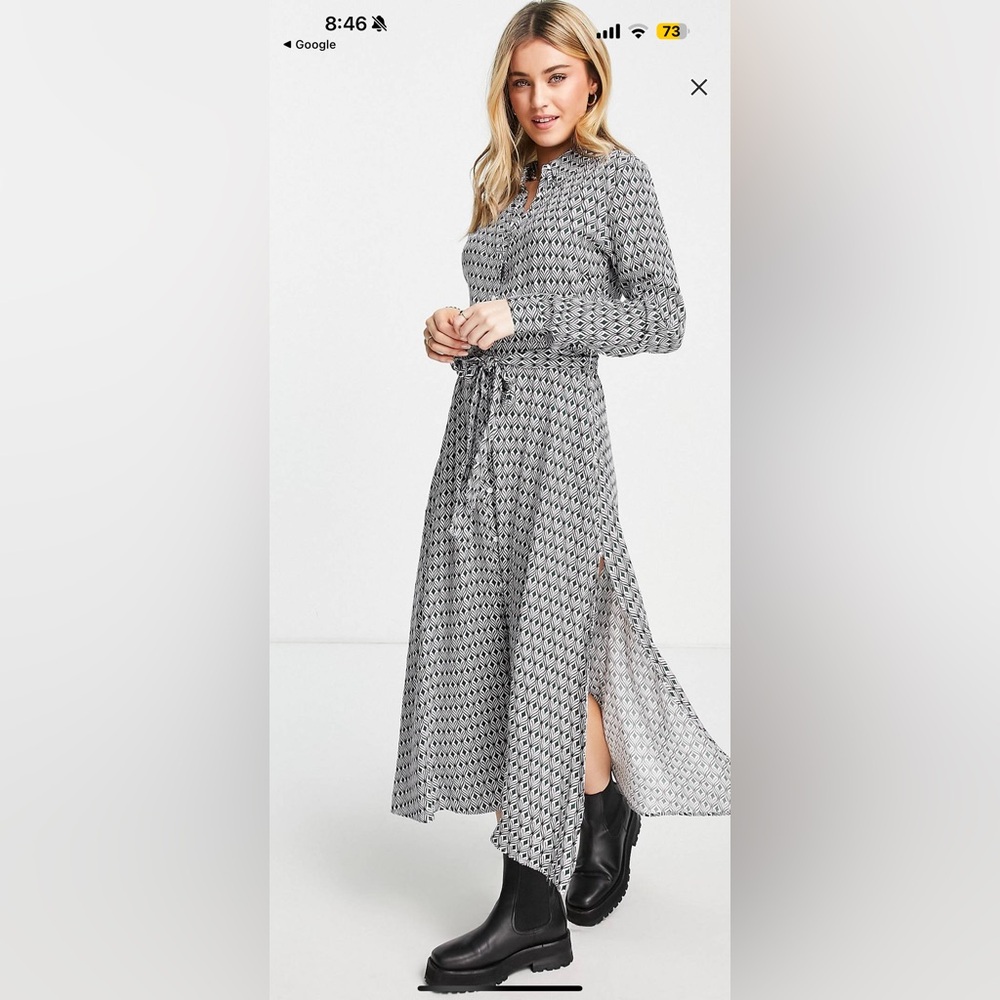 Asos Stradivarius midi button down dress with tie belt size medium